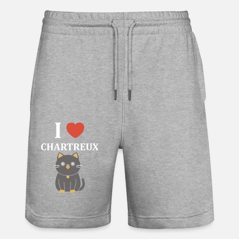 Humour chat chartreux - Short de jogging bio TRAINER Stanley/Stella unisexe - gris chiné