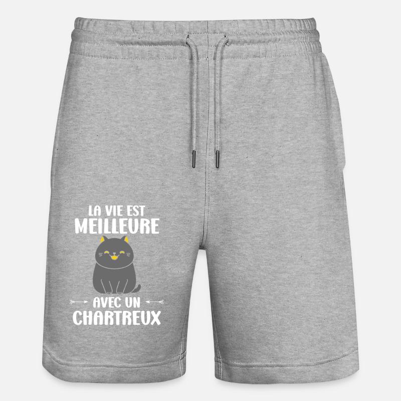 Humour chat chartreux - Short de jogging bio TRAINER Stanley/Stella unisexe - gris chiné