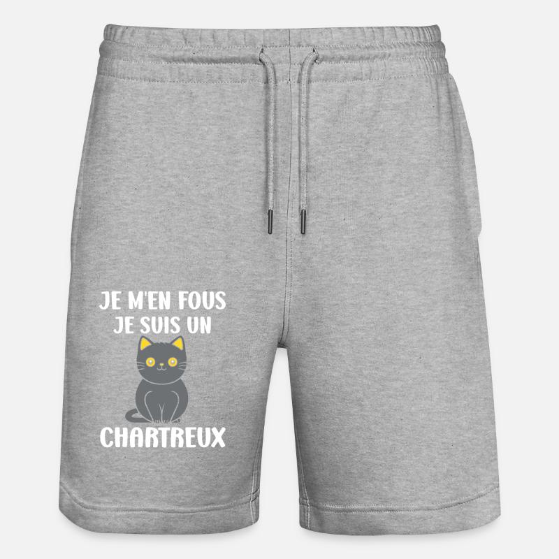 Humour chat chartreux - Short de jogging bio TRAINER Stanley/Stella unisexe - gris chiné