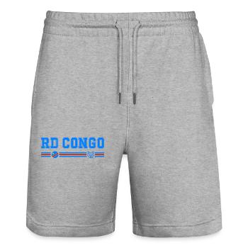 DR CONGO flag and emblem of Congo - Stanley/Stella Trainer Unisex Organic Jogging Shorts - heather grey - Front - Nik (191cm) & Marisol (170cm)