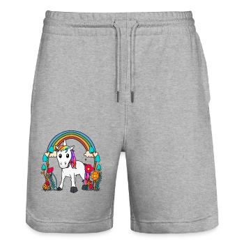 Unicorn Unicorns Mythical Creatures Mythical Animals Child - Stanley/Stella Trainer Unisex Organic Jogging Shorts - heather grey - Front - Nik (191cm) & Marisol (170cm)