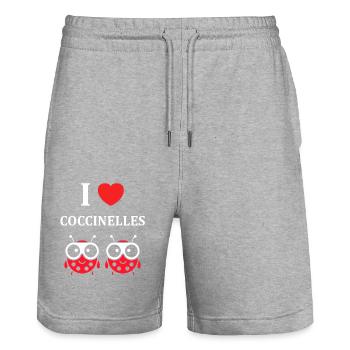amour Coccinelle - Short de jogging bio TRAINER Stanley/Stella unisexe - gris chiné - Devant - Nik (191cm) & Marisol (170cm)