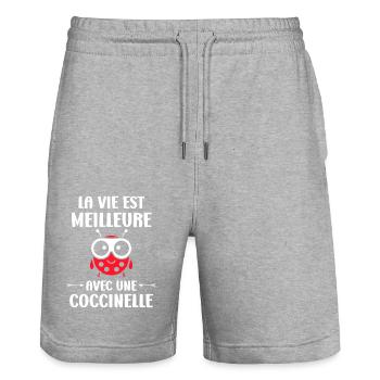 amour Coccinelle - Short de jogging bio TRAINER Stanley/Stella unisexe - gris chiné - Devant - Nik (191cm) & Marisol (170cm)