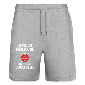 amour Coccinelle - Short de jogging bio TRAINER Stanley/Stella unisexe - gris chiné - Devant - Nik (191cm) & Marisol (170cm)