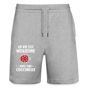 amour Coccinelle - Short de jogging bio TRAINER Stanley/Stella unisexe - gris chiné - Devant - Nik (191cm) & Marisol (170cm)