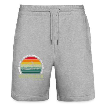 Vintage Waymaker Promise Keeper Miracle Worker - Short de jogging bio TRAINER Stanley/Stella unisexe - gris chiné - Devant - Nik (191cm) & Marisol (170cm)