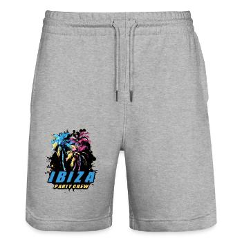 Ibiza Party Crew Holiday Saying - Stanley/Stella Trainer Unisex Organic Jogging Shorts - heather grey - Front - Nik (191cm) & Marisol (170cm)
