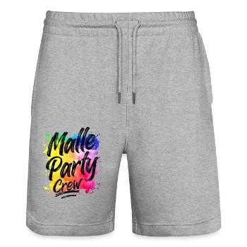 Malle Party Crew Bunt Klecks Mallorca - Stanley/Stella Trainer Unisex Organic Jogging Shorts - heather grey - Front - Nik (191cm) & Marisol (170cm)