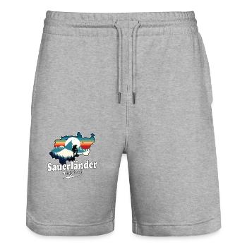Sauerländer Original Retro Sunset - Stanley/Stella Trainer Unisex Organic Jogging Shorts - heather grey - Front - Nik (191cm) & Marisol (170cm)