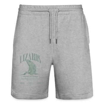 Panther Chameleon Streetwear Lizard Keeper - Stanley/Stella Trainer Unisex Organic Jogging Shorts - heather grey - Front - Nik (191cm) & Marisol (170cm)