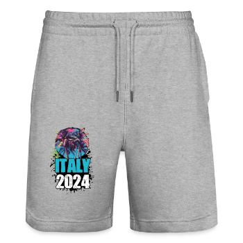 L’équipe de la tournée de voyage Italie 2024 - Short de jogging bio TRAINER Stanley/Stella unisexe - gris chiné - Devant - Nik (191cm) & Marisol (170cm)