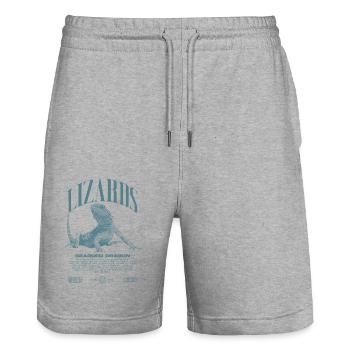 Bartagamen Streetwear Eidechsenhüter - Stanley/Stella Unisex Bio Joggingshorts Trainer  - Grau meliert - Vorne - Nik (191cm) & Marisol (170cm)