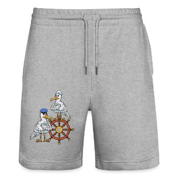 Volant Seafarer Cruise Seagulls Captain Voyage - Short de jogging bio TRAINER Stanley/Stella unisexe - gris chiné - Devant - Nik (191cm) & Marisol (170cm)