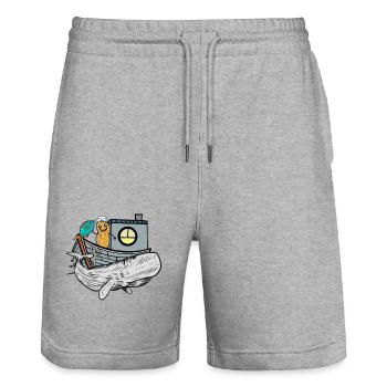 Seefahrer Fische Boot Meerestiere Angler Ahoi See - Stanley/Stella Unisex Bio Joggingshorts Trainer  - Grau meliert - Vorne - Nik (191cm) & Marisol (170cm)
