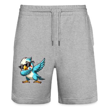 Cacatoès Dabbing Action Drôle Motif D’oiseau - Short de jogging bio TRAINER Stanley/Stella unisexe - gris chiné - Devant - Nik (191cm) & Marisol (170cm)