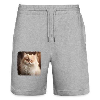 Persian Cat Perserkatze - Stanley/Stella Trainer Unisex Organic Jogging Shorts - heather grey - Front - Nik (191cm) & Marisol (170cm)