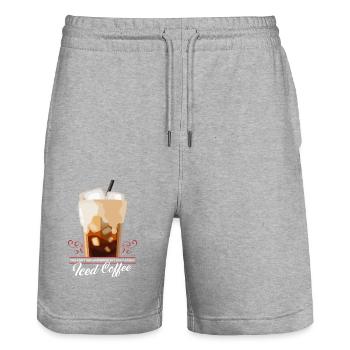 Eiskaffee Iced Coffee Kaffeeliebhaber Geschenk - Stanley/Stella Unisex Bio Joggingshorts Trainer  - Grau meliert - Vorne - Nik (191cm) & Marisol (170cm)