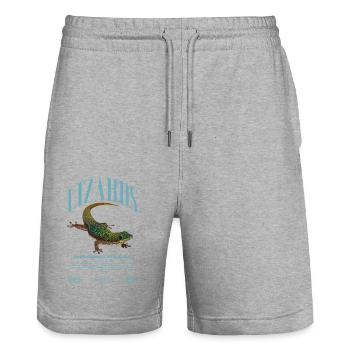 Phelsuma laticauda Day Gecko Lizard Keeper - Stanley/Stella Trainer Unisex Organic Jogging Shorts - heather grey - Front - Nik (191cm) & Marisol (170cm)