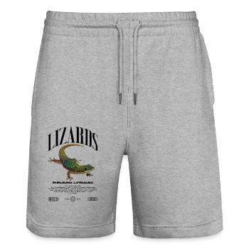 Phelsuma laticauda Day Gecko Lizard Keeper - Stanley/Stella Trainer Unisex Organic Jogging Shorts - heather grey - Front - Nik (191cm) & Marisol (170cm)