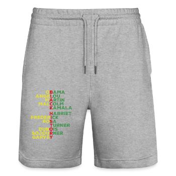 Black History Month Leaders Shirt - Stanley/Stella Unisex Bio Joggingshorts Trainer  - Grau meliert - Vorne - Nik (191cm) & Marisol (170cm)