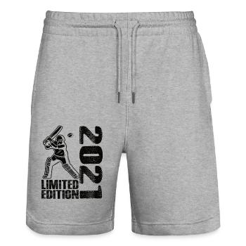 Limited Edition 2021 Limited Edition Cricket - Stanley/Stella Trainer Unisex Organic Jogging Shorts - heather grey - Front - Nik (191cm) & Marisol (170cm)