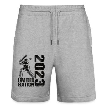 Édition limitée 2023 Édition limitée Cricket - Short de jogging bio TRAINER Stanley/Stella unisexe - gris chiné - Devant - Nik (191cm) & Marisol (170cm)