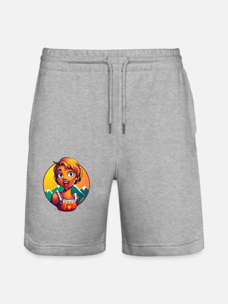 Traditional Dirndl Maid - Stanley/Stella Trainer Unisex Organic Jogging Shorts - heather grey