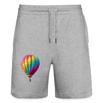 Colorful Floating Dreams in Hot Air Balloon - Stanley/Stella Trainer Unisex Organic Jogging Shorts - heather grey - Front - Nik (191cm) & Marisol (170cm)