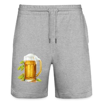Bière glacée dans un pichet avec du houblon et de l’orge - Short de jogging bio TRAINER Stanley/Stella unisexe - gris chiné - Devant - Nik (191cm) & Marisol (170cm)