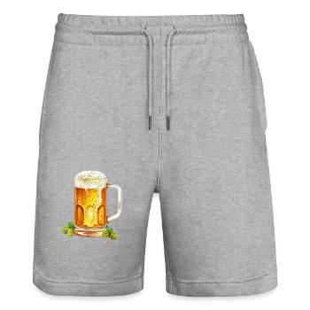Bière glacée dans un pichet avec du houblon et de l’orge - Short de jogging bio TRAINER Stanley/Stella unisexe - gris chiné - Devant - Nik (191cm) & Marisol (170cm)