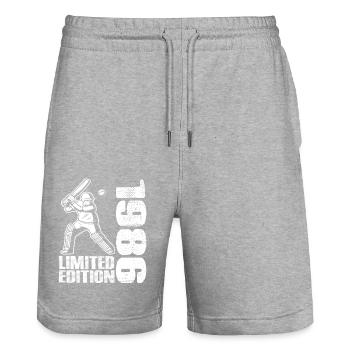 Limited Edition 1986 Limited Edition Cricket - Stanley/Stella Unisex Bio Joggingshorts Trainer  - Grau meliert - Vorne - Nik (191cm) & Marisol (170cm)