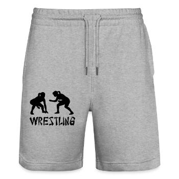 Wrestling Damen Mädchen Frauen - Stanley/Stella Unisex Bio Joggingshorts Trainer  - Grau meliert - Vorne - Nik (191cm) & Marisol (170cm)