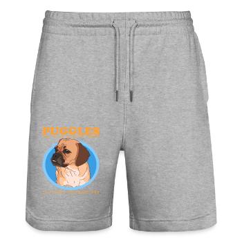 Puggle Dogs Dog Owners Dog Owner Gift - Stanley/Stella Trainer Unisex Organic Jogging Shorts - heather grey - Front - Nik (191cm) & Marisol (170cm)
