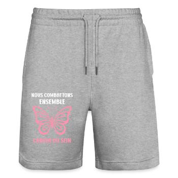 Sensibilisation cancer du sein - Short de jogging bio TRAINER Stanley/Stella unisexe - gris chiné - Devant - Nik (191cm) & Marisol (170cm)