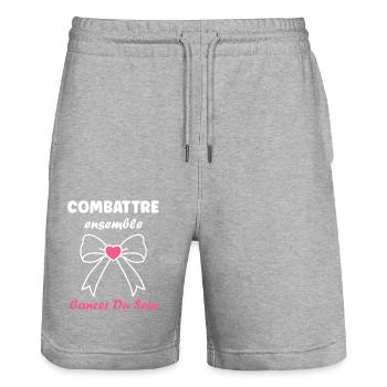 Sensibilisation cancer du sein - Short de jogging bio TRAINER Stanley/Stella unisexe - gris chiné - Devant - Nik (191cm) & Marisol (170cm)