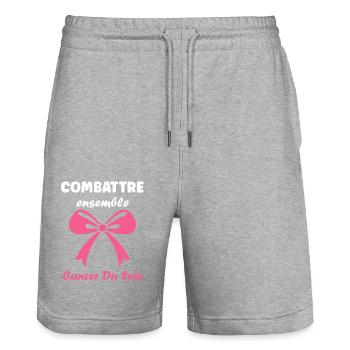 Sensibilisation cancer du sein - Short de jogging bio TRAINER Stanley/Stella unisexe - gris chiné - Devant - Nik (191cm) & Marisol (170cm)