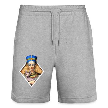 Nefertiti Egyptian Queen - Stanley/Stella Trainer Unisex Organic Jogging Shorts - heather grey - Front - Nik (191cm) & Marisol (170cm)