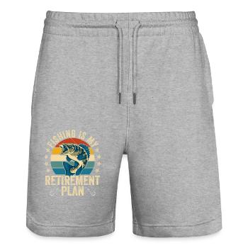 Fishing Is My Retirement Plan Sport Fishing Angler - Stanley/Stella Trainer Unisex Organic Jogging Shorts - heather grey - Front - Nik (191cm) & Marisol (170cm)