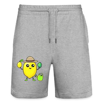 Zitrone Lemon Zitronen Gärtner Farmer Garten - Stanley/Stella Unisex Bio Joggingshorts Trainer  - Grau meliert - Vorne - Nik (191cm) & Marisol (170cm)