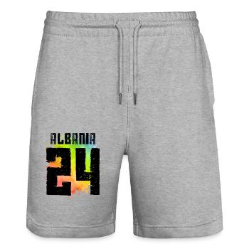 Albanien 24 Trikot 2024 - Stanley/Stella Unisex Bio Joggingshorts Trainer  - Grau meliert - Vorne - Nik (191cm) & Marisol (170cm)