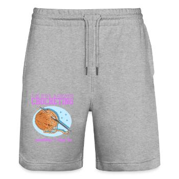 Crochet Crochet Crochet Yarn Crochet Gift - Stanley/Stella Trainer Unisex Organic Jogging Shorts - heather grey - Front - Nik (191cm) & Marisol (170cm)