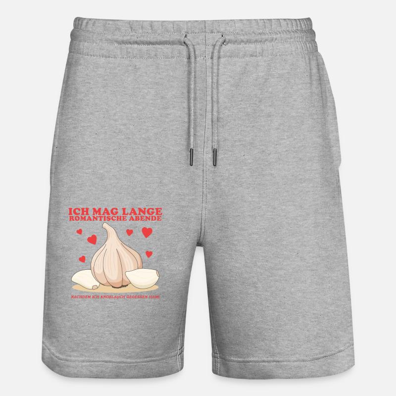 Knoblauch Knoblauchzehen Geschenk - Stanley/Stella Unisex Bio Joggingshorts Trainer - Grau meliert