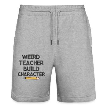 Weird Teachers Funny School Teachers - Stanley/Stella Trainer Unisex Organic Jogging Shorts - heather grey - Front - Nik (191cm) & Marisol (170cm)