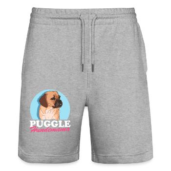 Puggle Dog Mom Dog Owner Gift - Stanley/Stella Trainer Unisex Organic Jogging Shorts - heather grey - Front - Nik (191cm) & Marisol (170cm)