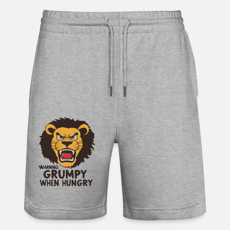 GRUMPY WHEN HUNGRY - Stanley/Stella Trainer Unisex Organic Jogging Shorts - heather grey