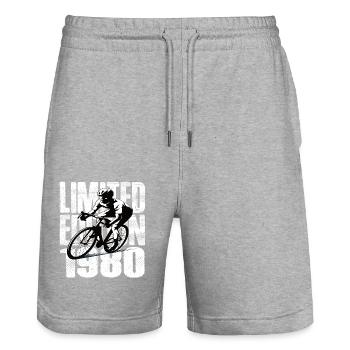 Limited Edition 1980's Limited Edition Birthday - Stanley/Stella Trainer Unisex Organic Jogging Shorts - heather grey - Front - Nik (191cm) & Marisol (170cm)