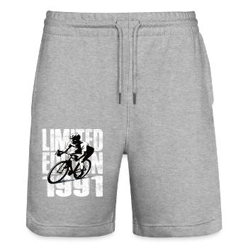 Limited Edition 1991 Limited Edition Birthday - Stanley/Stella Trainer Unisex Organic Jogging Shorts - heather grey - Front - Nik (191cm) & Marisol (170cm)
