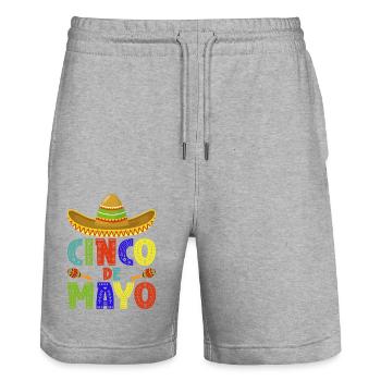 Cinco De Mayo Mexikanisches Fiesta Geschenk - Stanley/Stella Unisex Bio Joggingshorts Trainer  - Grau meliert - Vorne - Nik (191cm) & Marisol (170cm)