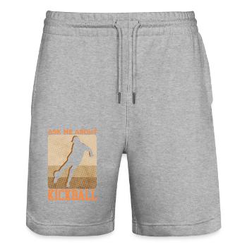 Kickball Kickballer Kickball Cadeau de joueur - Short de jogging bio TRAINER Stanley/Stella unisexe - gris chiné - Devant - Nik (191cm) & Marisol (170cm)