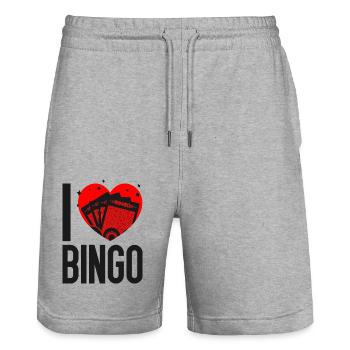 Bingo Player Heart I Love Bingo - Stanley/Stella Trainer Unisex Organic Jogging Shorts - heather grey - Front - Nik (191cm) & Marisol (170cm)